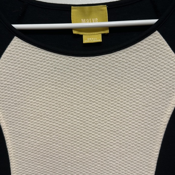 Maeve Anthropologie Black & Cream Cap Sleeve Color-blocked Mod Shift Dress - Picture 3 of 6